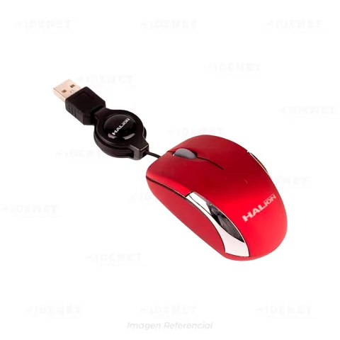 MOUSE RETRACTIL HALION HERMES MINI M1858 ROJO 1000 DPIs