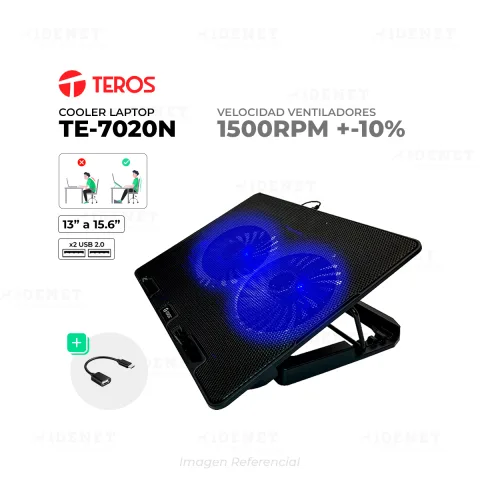 COOLER PARA LAPTOPS DE 9 A 15.6 TEROS TE-7020N BLACK