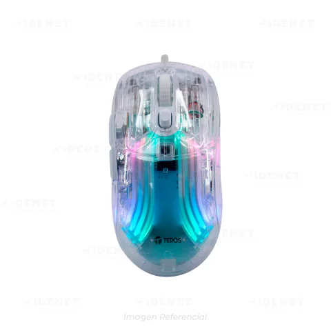 MOUSE TRANSPARENTE GAMER TEROS TE-1216G RGB 7200 DPIs