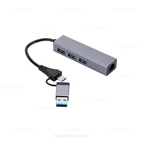 HUB DUAL BUYTITI TIPO USB y TIPO C a RED + 3 PUERTOS