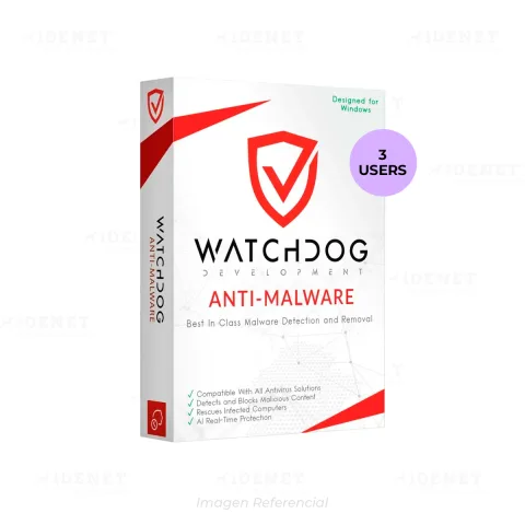 WATCHDOG ANTIMALWARE 3 EQUIPOS 12 MESES