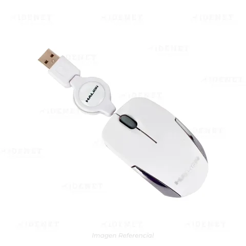 MOUSE RETRACTIL HALION HERMES MINI M1858 BLANCO 1000 DPIs