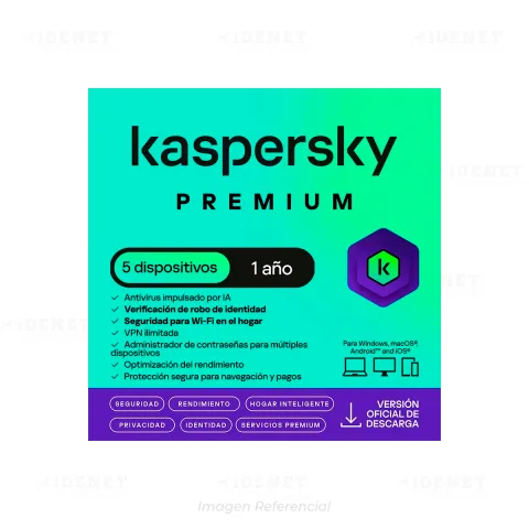 ANTIVIRUS KASPERSKY PREMIUM 5 EQUIPOS 12 MESES