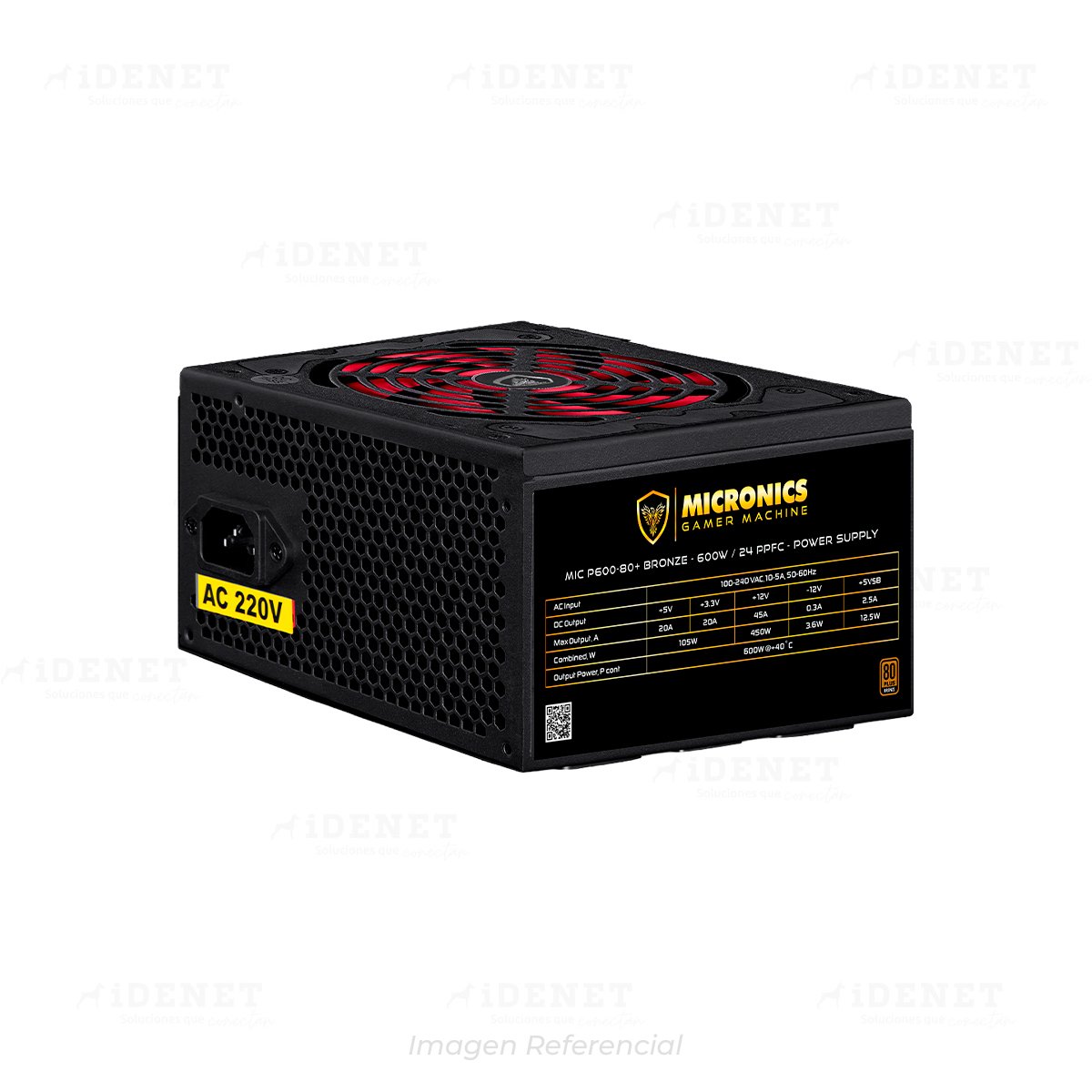 FUENTE 600W 80 plus BRONZE MICRONICS P600 BLACK