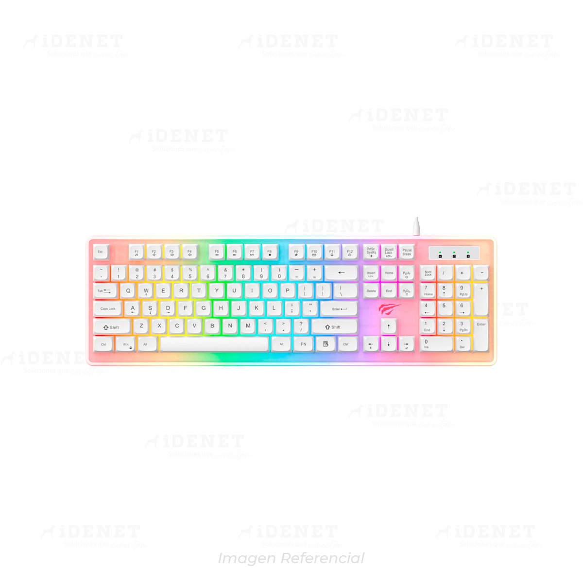 TECLADO HAVIT KB876L-SP BLANCO TRANSPARENTE RGB MEMBRANA