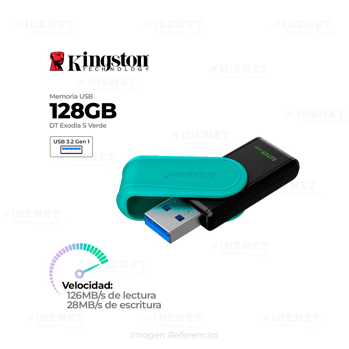 MEMORIA USB 128GB KINGSTON DT EXODIA S VERDE