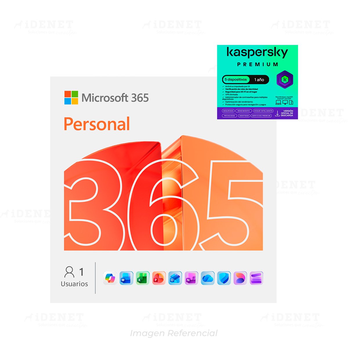 MICROSOFT OFFICE 365 PERSONAL 12 MESES + KASPERSKY PREMIUM 5 EQUIPOS